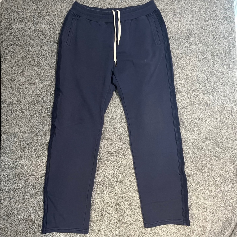 John Elliott LA Sweatpants Navy Blue French Terry Straight Leg Mens Size 4 XL